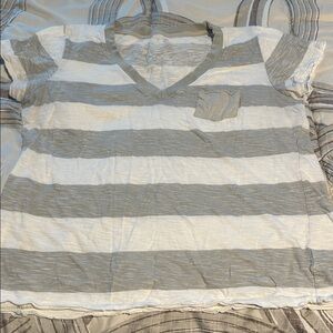 Eye Candy Gray and White Striped Short Sleeve Tee